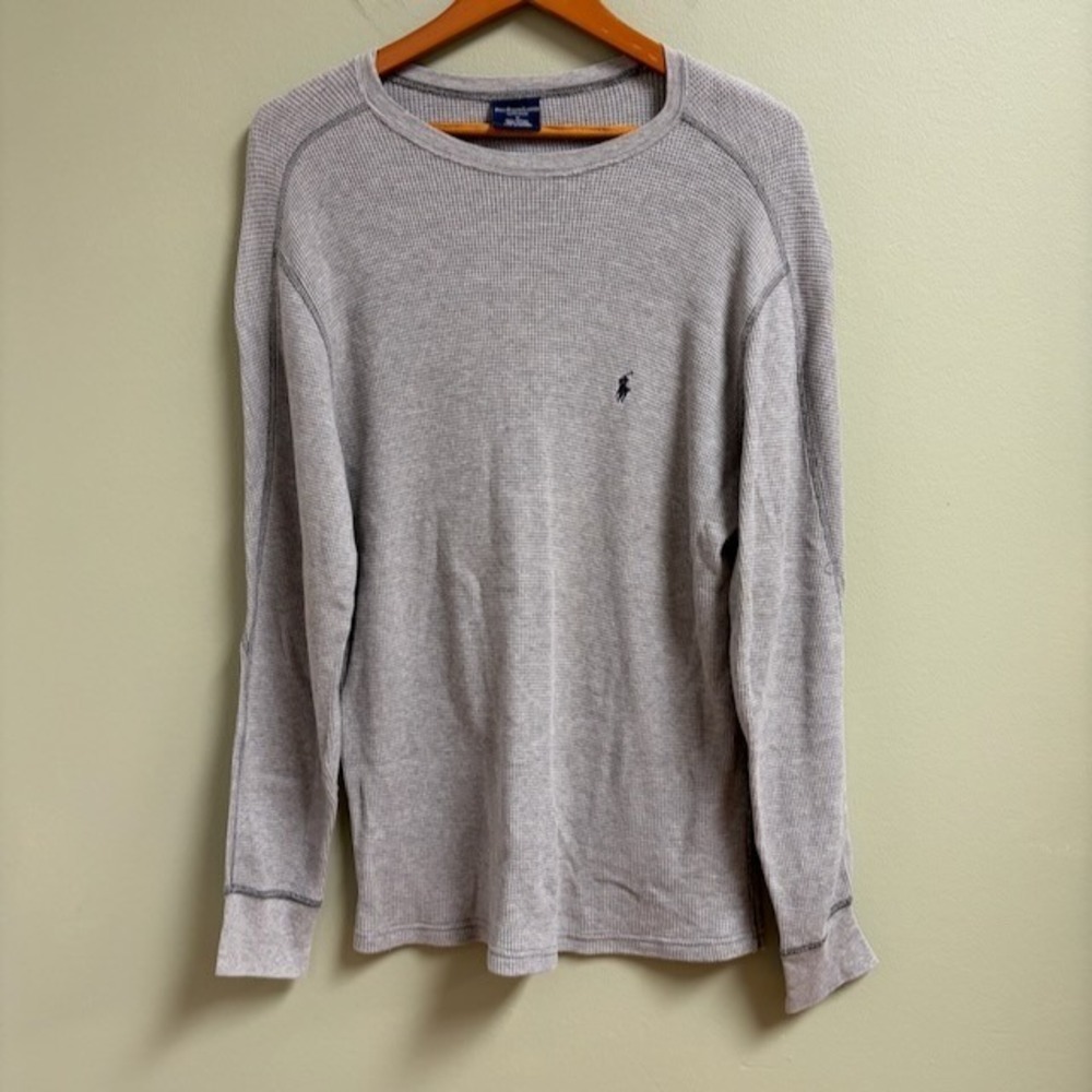 POLO Ralph Lauren Mens Waffle Knit Sleep Shirt Size M Gray Loungewear Holiday